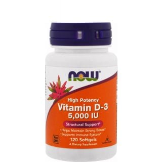 Now Foods Vitamin D3 5000iu 120κάψουλες για Ενίσχυση Ανοσοποιητικού & Οστών