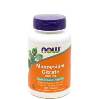 Now Foods Magnesium Citrate 200mg 100ταμπλέτες Κιτρικό Μαγνήσιο