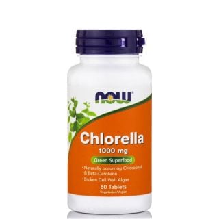Now Foods Chlorella 1000mg 60ταμπλέτες Συμπλήρωμα Διατροφής για Αποτοξίνωση