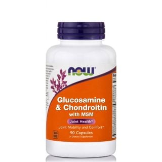 Now Foods Glucosamine & Chondroitin with MSM 1500/1200mg 90κάψουλες Συμπλήρωμα Διατροφής για Ενίσχυση Οστών