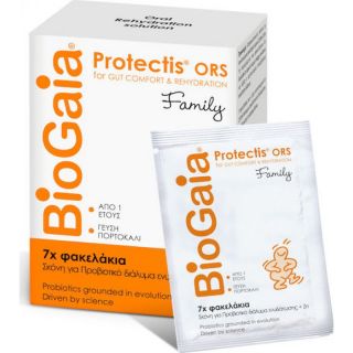 BioGaia ProTectis Family Πόσιμο Προβιοτικό Διάλυμα με Ψευδάργυρο - Γεύση Πορτοκάλι 5.5gr x 7 Φακελίσκοι 