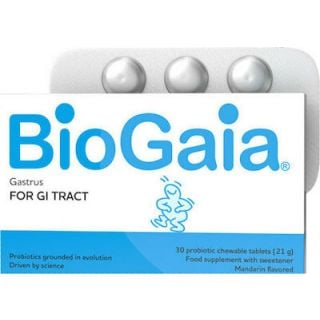 BioGaia Gastrus Προβιοτικά  με Γεύση Μανταρίνι/Μέντα 30 Μασώμενα Δισκία