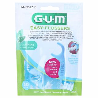 Gum Easy Flossers Mint 30 τεμάχια Οδοντικό Νήμα σε Διχάλες με Γεύση Μέντας