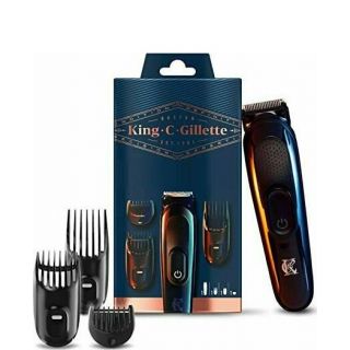 Gillette King C. Gillette Men’s Beard Trimmer Επαναφορτιζόμενη Μηχανή Κουρέματος για Γένια 1τμχ & Χτενάκια 3τμχ & Βουρτσάκι Καθαρισμού 1τμχ