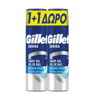 Gillette Series 3X Moisturising Gel 2 x 200ml Ζελ Ξυρίσματος 1 + 1 ΔΩΡΟ