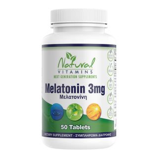Natural Vitamins Melatonin Βοήθεια για τον Ύπνο Μελατονίνη 3mg 50 ταμπλέτες