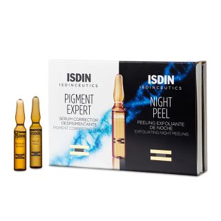 Isdin Isdinceutics Ορός Επιδιόρθωσης για Σκούρες Κηλίδες 10αμπούλες & Απολεπιστικός Ορός Νύχτας 10αμπούλοες