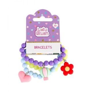 Lulu Blush Παιδικά Βραχιόλια Μωβ, Γαλάζιο & Κίτρινο 3τμχ