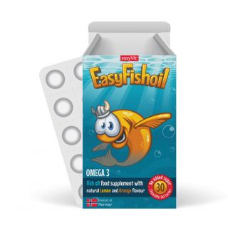 Power Health EasyFishoil Kids Παιδικό Συμπλήρωμα Διατροφής με Ωμέγα 3, Βιταμίνη D3 Γεύση Λεμόνι & Πορτοκάλι 30 Μασώμενα Ζελεδάκια