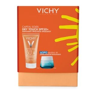 Vichy Promo Capital Soleil Dry Touch Αντηλιακό Προσώπου Spf50 50ml & Δώρο Mineral 89 72h Κρέμα Booster Ενυδάτωσης Προσώπου 15ml