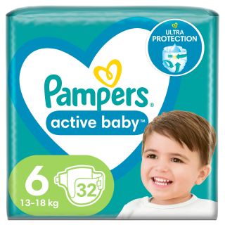 Pampers Active Baby Βρεφικές Πάνες No6 (13-18kg) 32τμχ