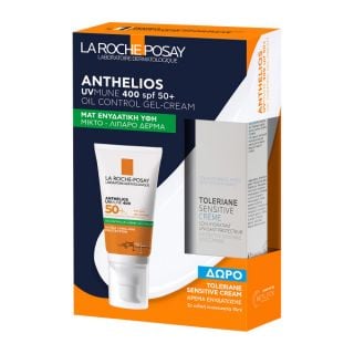 La Roche Posay Promo Anthelios UVMune 400 Spf50 Αντηλιακό Προσώπου για Μικτές & Λιπαρές Επιδερμίδες 50ml & Δώρο Toleriane Sensitive Ενυδατική Κρέμα 15ml