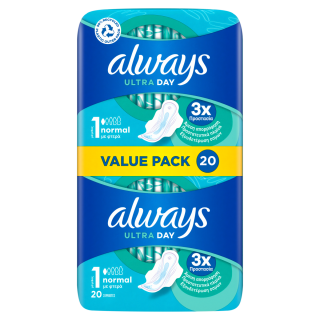 Always Ultra Day Value Pack Normal Σερβιέτες με Φτερά 20τμχ