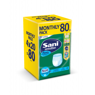 Sani Sensitive Pants Medium No4 (120-160cm) 4x20pcs Elasticated Incontinence Disposable Underwear
