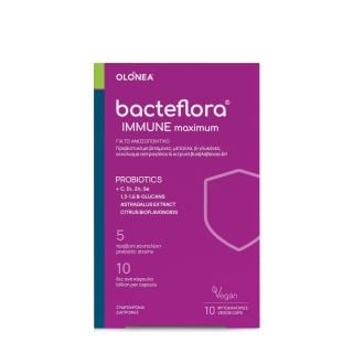 Olonea BacteFlora Immune Maximum Συνδυασμός Προβιοτικών, Πρεβιοτικών, Βιταμινών & Μετάλλων για την Υγεία & Ομαλή Λειτουργία Εντέρου & Ανοσοποιητικού 10κάψουλες
