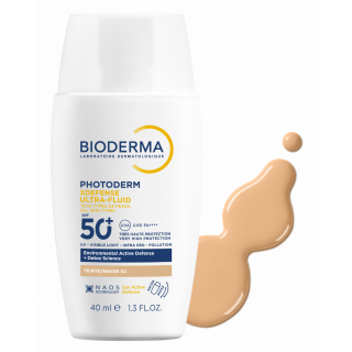 Bioderma Photoderm XDefence Ultra-Fluid Tinted Shade 02 Spf50 40ml Λεπτόρρευστο Αντηλιακό Προσώπου με Χρώμα