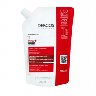 VICHY Dercos Energy+ Stimulating Shampoo Refill, Δυναμωτικό Σαμπουάν Κατά της Τριχόπτωσης, Ανταλλακτικό 500ml
