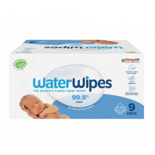 WaterWipes 100% Plastic-free Baby Wipes 99.9% Water 9x60pcs Υγρά Μωρομάντηλα 100% Χωρίς Πλαστικό με 99,9% Νερό 9x60τμχ