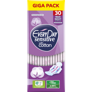 Every Day Giga Pack Σερβιέτες Με Φτερά Sensitive  Maxi Night Ultra Plus 30τμχ