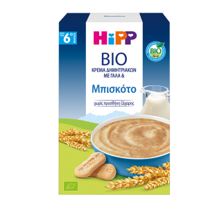 Hipp Bio Κρέμα Δημητριακών Με Γάλα & Μπισκότο Από Τον 6ο Μήνα 250g