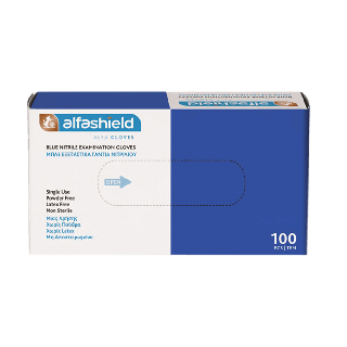 Alfashield Alfa Gloves Medium Nitrile Examination Gloves Blue 100pcs