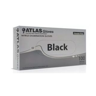 Atlas Γάντια Νιτριλίου Μαύρα Χωρίς Πούδρα Large 100τεμάχια