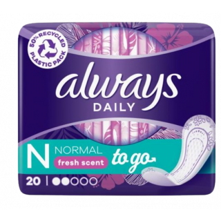 Always Dailies To Go Normal Fresh Σερβιετάκια για Καθημερινή Χρήση 20 Τεμάχια