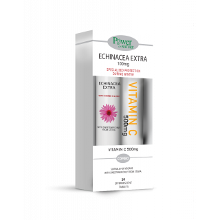 Power Health Echinacea Extra 100mg με Στέβια 20 Αναβράζοντα Δισκία + Vitamin C 500mg 20 Αναβράζοντα Δισκία 
