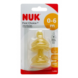 Nuk First Choice Plus Θηλές Λάτεξ Μεσαίο Μέγεθος 0-6m (10701236) 2τμχ