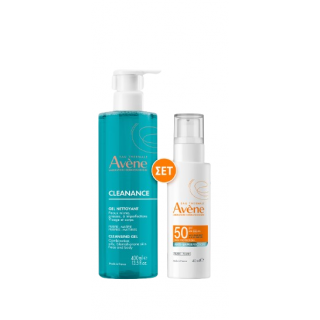 Avene Promo Cleanance Cleansing Gel for Oily Skin 400ml & Anti-imperfection Fluid Spf50, 50ml