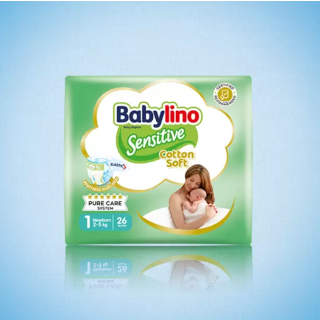 Babylino Sensitive Cotton Soft Πάνες με Αυτοκόλλητο No.1 για 2-5kg 26τμχ