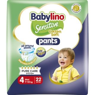 Babylino Sensitive Cotton Soft Pants Πάνες Βρακάκι No.4 για 7-13kg 22τμχ