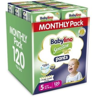 Babylino Sensitive Cotton Soft Pants Πάνες Βρακάκι No.5, 10-16kg 120 Τμχ