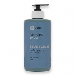 Medisei Panthenol Extra Βlue Flames 3 in 1 Cleanser Καθαριστικό Προσώπου, Σώματος, Μαλλιών 500ml