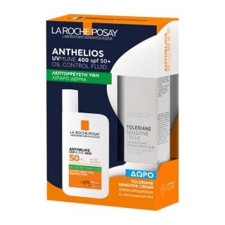 La Roche Posay Promo Anthelios UVMune 400 Spf50 Λεπτόρρευστο Αντηλιακό Προσώπου για Λιπαρές Επιδερμίδες 50ml & Δώρο Toleriane Sensitive Ενυδατική Κρέμα 15ml