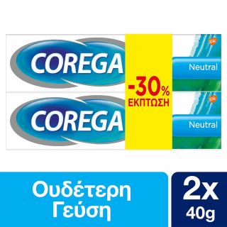 Corega Promo 3D Hold Neutral Cream 2x40gr Στερεωτική Κρέμα για Τεχνητή Οδοντοστοιχία, Προσφορά -30%