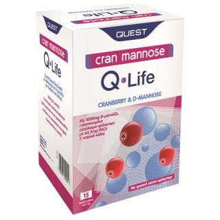 Quest Cran Mannose Q-Life 15sachets Συμπλήρωμα Διατροφής για το Ουροποιητικό 