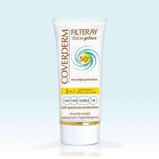 Coverderm Filteray Face Plus Dry/Sensitive Spf50 & After Sun 2in1 50ml Ενυδατικό Αντηλιακό Προσώπου Για Ξηρές & Ευαίσθητες Επιδερμίδες