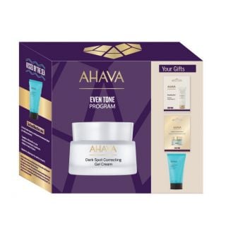 Ahava Promo Even Tone Program with Dark Spot Correcting Gel Cream 50ml, Renewing Peel 8ml, Brightening Mud Mask 6ml & Sea-Kissed Mineral Body Lotion 40ml