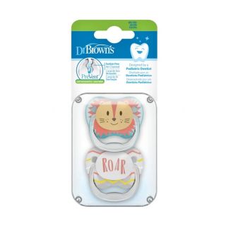 Dr. Brown's PreVent™ Orthodontic Silicone Soother Lion-Roar 0-6m (PV12015) 2pcs