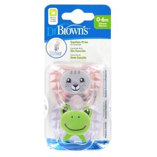 Dr. Brown's PreVent™ Orthodontic Silicone Soother Cat-Frog 0-6m (PV12015) 2pcs