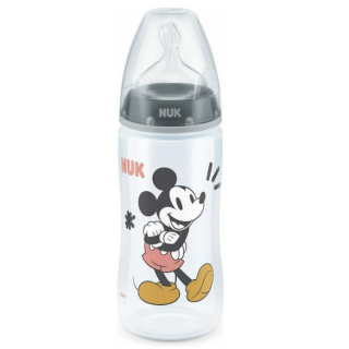 Nuk First Choice+ Disney Mickey Μπιμπερό Πολυπροπυλενίου 300ml με Θηλή Σιλικόνης M και Δείκτη Ελέγχου Θερμοκρασίας (10.741.034) 1 Τεμάχιο