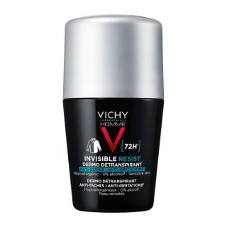 Vichy Homme Invisible Resist 72h Roll-On Αποσμητικό Κατά Των Σημαδιών & Της Έντονης Εφίδρωσης 50ml