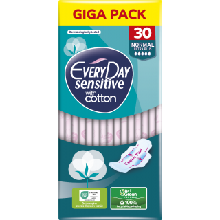 Every Day Giga Pack Σερβιέτες Με Φτερά Sensitive Normal Ultra Plus 30τμχ