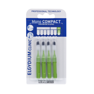 Elgydium Mono Compact Green 1.1 Μεσοδόντια Βουρτσάκια Πράσινο 4 Τεμάχια