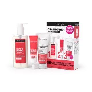 Neutrogena Promo Clear & Defend+ Limited Edition with Facial Wash 200ml, Daily Serum 30ml & Gel Moisturizer 50ml