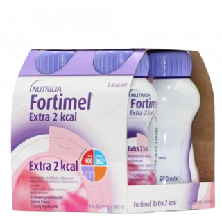 Nutricia Fortimel Extra 2 kcal Strawberry Υπερπρωτεϊνικό Ρόφημα Mε Γεύση Φράουλα 4x200ml
