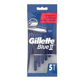Gillette Blue II Disposable Razors with Chromium-Coated Blades 5pcs
