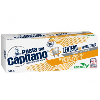 Pasta Del Capitano Toothpaste Zenzero 75ml Οδοντόκρεμα Τζίντζερ Αντιβακτηριδιακή