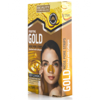 Beauty Formulas Purifying Gold Nose Pore Strips Ταινίες Καθαρισμού Για Μαύρα Στίγματα 6τμχ